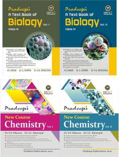 COMBO OF 2 (Pradeep’s A Text Book of Biology + New Course Chemistry for Class 11 (Vol. 1 & 2) - Examination 2024/25