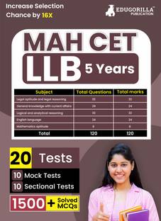 MAH CET LLB 5 Years Exam (Integrated Course)  - 2025 - 10 Mock Tests and 10 Sectional Tests (1500+ Solved MCQ) with Free Access to Online Tests
