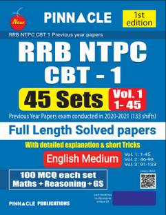 RRB NTPC CBT-1 : 45 (1 - 45) Sets vol. 1 full length solved papers English medium