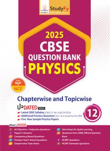 StudyFy CBSE Question Bank Class 12 Physics For 2025 Board Exams | Chapterwise & Topicwise | 5 New Sample Practice Papers