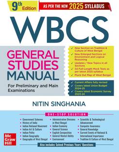 WBCS General Studies Manual 2025 (English) by Nitin Singhania (IAS)| 9th edition (latest) | WBPSC | West Bengal Civil Services (Prelims & Main exams) | Solved Previous Years Questions (2015-2023) | 2 Mock Papers | Pluck-Out Map Chart
