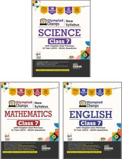 Disha Combo (3 books) Olympiad Champs Science, Mathematics, English Class 7 with Past Questions with Chapter-wise Previous 12 Year (2013 - 2024) Questions 5th Edition | 2026 Exam