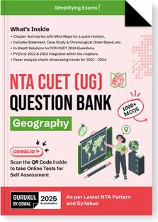 Gurukul NTA CUET (UG) Geography Question Bank Exam 2025 : 1000+ MCQs, Chapter Summary with Mind Maps, 2024 Solved Paper, PYQs, Paper Analysis Charts, Common University Entrance Test Computer Based