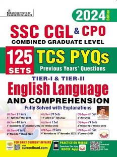 SSC CGL & CPO English Language TCS PYQs 125 Sets Tier 1 & Tier 2 Solved Papers (English Medium)(4997)