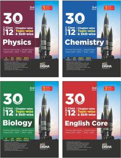 Disha Combo (4 Books) 30 New Syllabus Chapter-wise, Topic-wise & Skill-wise CBSE Class 12 Physics, Chemistry, Biology & English Core Solved Papers (2025-13) & Sample Papers (2025-22) 3rd Edn | PYQs