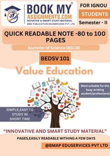 IGNOU BEDSV 101 Value Education Guide for BA/BSc/BCom | Exam-Oriented Book with 130–150 Pages | Printed on 80 GSM White Paper | Includes Important Questions and Quick Revision Notes