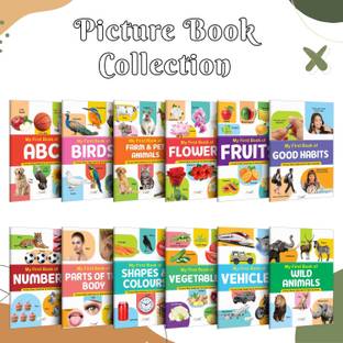 My First Picture Book Collection For Early Learning : With 12 Topics : (Waterproof, Dust-Resistant, Big Fonts, Laminated, Realistic Pictures) kids book