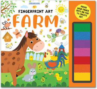 Fingerprint Art Activity Book for Children - Farm with Thumbprint Gadget : Pick and Paint Coloring Activity Book For Kids Fingerprint Colouring Book for Kid