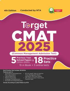 Target CMAT 2025 (Common Management Admission Test) - 5 Previous Year Solved Papers (2024 - 2020) & 18 Practice Sets (15 in Book & 3 Online Tests) 4th Edition