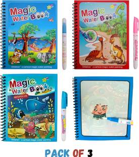 Pack of 3 Magic Water Book for Kids 2-6 Years | Coloring Reusable Coloring Book