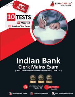 Indian Bank Clerk Mains (IBPS CRP PO/MT XIII) Book  - 2024 | 8 Full Length Mock Tests and 2 Previous Year Papers with Free Access to Online Tests