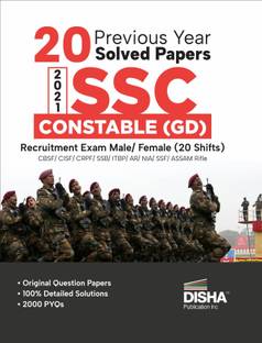 20 Previous Year Solved Papers 2021 Ssc Constable (Gd) Recruitment Exam Male / Female (20 Shifts)Bsf, Cisf, Crpf, SSB, Itbp, Ar, Nia, Ssf, Assam Rifles