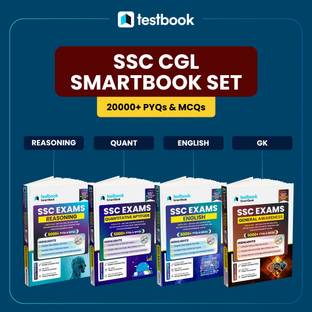 Testbook SSC CGL Smartbook Set: Reasoning, Quantitative Aptitude, English & GK in English - Set of 4 Books 2025 Edition  - Testbook SSC CGL 2025 SmartBook Combo – Reasoning, Quant, English & GK (Set of 4)