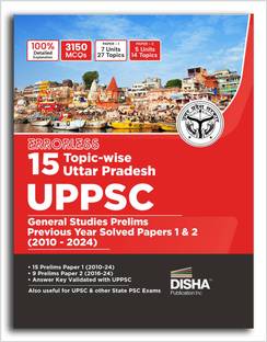 Disha Errorless 15 Topic-wise Uttar Pradesh UPPSC General Studies Prelims Previous Year Solved Papers 1 & 2 (2010 - 24) 1th Edition | UPPCS PYQs Question Bank