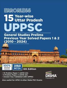 Errorless 15 Year-wise Uttar Pradesh UPPSC General Studies Prelims Previous Year Solved Papers 1 & 2 (2010 - 24) 6th Edition | UPPCS PYQs Question Bank