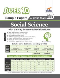 Super 10 Sample Papers for Cbse Class 10 Social Science with Marking Scheme & Revision Notes