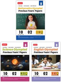 MTG IMO-NSO-IEO Class-8 Olympiad Previous Years Papers (2023-2019 Set A & B) Mathematics, Science & English (Set of 3 Books) | Mock Test Papers with Sample OMR Sheet For 2024-25 Exam