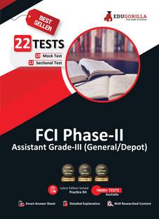 FCI Phase-II (Paper-1) Book (English Edition)  - 2024 | Assistant Grade-III (General/Depot) | 10 Mock Tests + 12 Sectional Tests (1300+ Solved Questions) | Free Access to Online Tests
