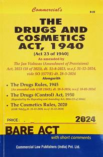 DRUGS AND COSMETICS ACT, 1940, Alongwith DRUGS RULES, 1945, BARE ACT, EDITION 2024