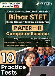 Bihar STET Paper II : Computer Science  - 2024 (English Edition) | Higher Secondary (Class 11 & 12) - Bihar School Examination Board (BSEB) - 10 Practice Tests with Free Access To Online Tests