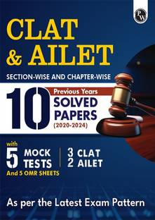 (Old Edition) PW CLAT & AILET 10 Previous Years Solved Papers (2020-2024) Sectionwise and Chapterwise with 5 Mock Tests For 2025 Exam