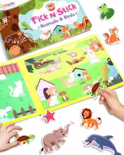 Pick N' Stick Animals & Birds Montessori Activity Book with Reusable Stickers for Kids