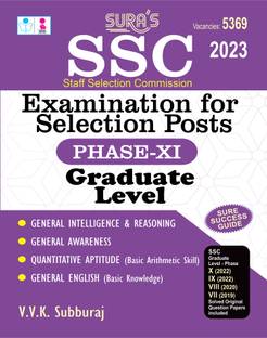 SURA`S SSC (Staff Selection Commission) Examination for Selection Posts Phase XI 11 Graduate Level Exam Books 2023