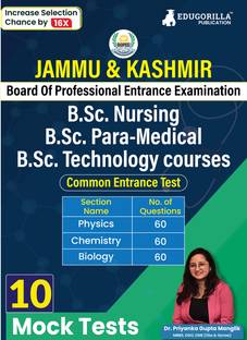 Jammu and Kashmir B.Sc. Nursing  - 2024 | Conducted by JKBOPEE | 10 Full Practice Mock Tests (1800 Solved MCQs) with Free Access to Online Tests