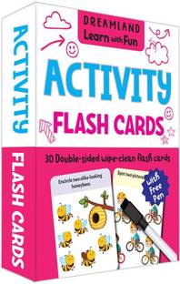 Flash Cards Activity - 30 Double Sided Wipe Clean Flash Cards for Kids (With Free Pen)  - Size 14.25X10.5 Cm | Pen With An Eraser | Flashcard