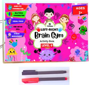 Left-Right Brain Gym Activity Book Level 0 for Kids Ages 2,3,4 - Reusable Wipe & Clean Brain Booster | Bilateral Coordination, Tracing, and Fine Motor Skill Development | Ultimate Brain Games for Clever Kids