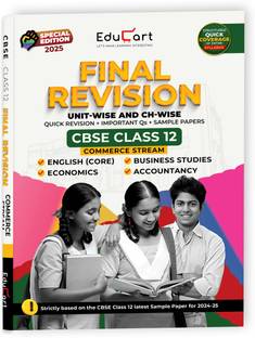 Educart CBSE Class 12 Final Revision Book 2025 - Accountancy + Business Studies + Economics + English Core (2024-25)