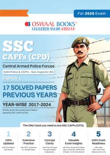 Oswaal SSC (Staff Selection Commission) | CAPFs (CPO) & Delhi Police - Sub-Inspector (SI) Paper-1 | 17 Solved Papers Previous Years | Year-wise (2017 to 2024) | For 2025 Exam