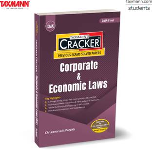 Taxmann's CRACKER for Corporate & Economic Laws (Paper 13 | CEL) – Featuring Fully Solved Past Papers | Trend Analysis | Latest Legal Updates for CMA Final | New Syllabus | Dec. 2025/June 2026 Exams