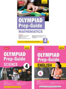 MTG Olympiad Prep-Guide Class-4 Mathematics, Science & English (Set of 3 Books) - Detailed Theory, Self Test with IMO-NSO-IEO Chapterwise Previous Year Question Paper For SOF 2024-25 Exam