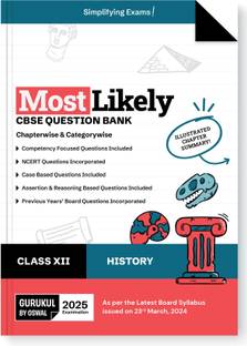 Gurukul By Oswal History Most Likely CBSE Question Bank for Class 12 Exam 2025 - Chapterwise & Categorywise, Competency Focused Qs, NCERT Qs, Case, Assertion & Reasoning, Previous Years' Board Qs