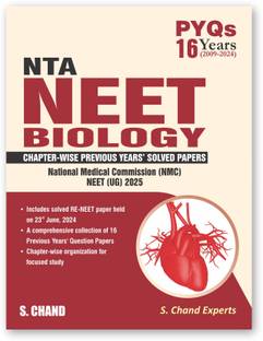 PYQs 16 Years (2009-2024) NTA NEET Biology Previous Year Solved Question Papers with NEET PYQ Chapterwise Topicwise Solutions Biology For NEET Exam 2025 | NMC NEET UG 2025 (Based on Latest Syllabus) - S Chand's Exam Book