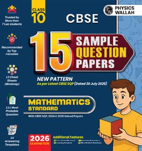 PW CBSE Class 10 Mathematics Sample Papers 2026 | 15 Papers + Mind Maps, 111 Most Probable Questions & Answering Templates