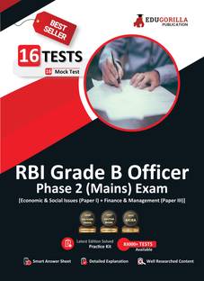 RBI Grade B Officer's Phase 2 (Mains) Exam  - 2024 | 16 Mock Tests (Paper I and III) (1000 Solved Objective Questions) with Free Access to Online Tests