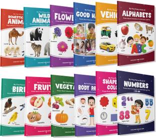 Picture Book collections (set of 12) for kids age 2+ early learning education - Perfect for Homeschooling Kindergarten and Nursery Students- ABC book, Fruits book, Wlid Animal book, Good habits book, Body parts book, Numbers book, Vegetables book, Birds book, Domestic animal book, vehicle book, Flower book, Shapes and colours book