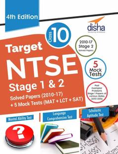 Target Ntse Class 10 Stage 1 & 2 Solved Papers (2010 - 17) + 5 Mock Tests (Mat + LCT + Sat)