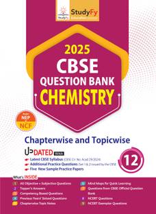 StudyFy CBSE Question Bank Class 12 Chemistry For 2025 Board Exams | Chapterwise & Topicwise | 5 New Sample Practice Papers