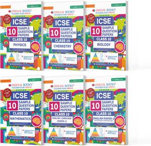 Oswaal ICSE 10 Sample Question Papers Class 10 (Set of 6 Books) Physics, Chemistry, Biology, Maths, English Paper 1 & 2 For 2025 Board Exam (Based On The Latest CISCE/ICSE Specimen Paper)