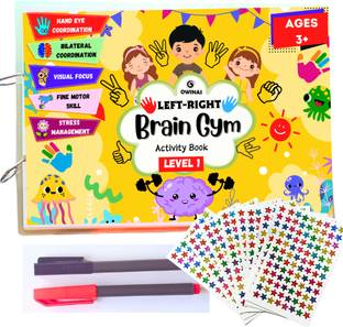 Left-Right Brain Gym Activity Book Level 1 for Kids Ages 3,5,6 - Reusable Wipe & Clean Brain Booster | Bilateral Coordination, Tracing, and Fine Motor Skill Development | Ultimate Brain Games for Clever Kids