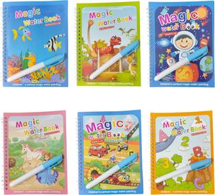 Water Magic Book Unlimited Fun with Drawing Reusable Water Book, Pack of 6