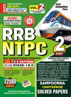RRB NTPC Graduate and Under Graduate Level CBT Stage-I and II (General Intelligence and Reasoning) English Medium Vol-2 (221 Sets) Sampoorna Chapterwise Solved Papers 2025
