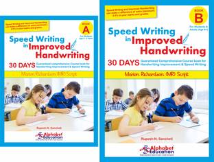 MR script writing Combo - Speed writing in improved handwriting - Book A (For 6-9 years) with Book B (For 9+ years) - 30 Days Handwriting practice books for students and adults