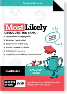 Gurukul By Oswal English Core Most Likely CBSE Question Bank for Class 12 Exam 2026 - Chapterwise & Categorywise, Competency Focused Qs, Study Guide, MCQs, Extract Based Qs, Previous Years' Board Qs