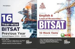 16 Year-wise BITSAT Previous Year Solved Papers (2024 - 2009) 7th Edition | Physics, Chemistry, Mathematics, English & Logical Reasoning | 2470 PYQs&Guide to English & Logical Reasoning for BITSAT with Previous Year Questions & 10 Mock Tests - 5 in Book & 5 Online 12th Edition | PYQs | Revision Material for Physics, Chemistry & Mathematics