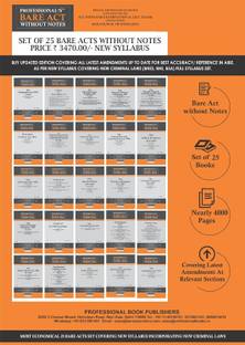 PROFESSIONAL'S AIBE Exam 25 Bare Acts Set without Notes as per New Syllabus, Complete Set of 25 Books Combo as per Bar Council of India Guidelines covering Latest up to date amendments- covering New Criminal Laws & Full Syllabus Economy Edition