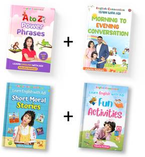 A to Z Power Phrases + Morning to Evening + Short Moral Stories + Fun Activity - English Connection (Set of 4 Books) for Childrens